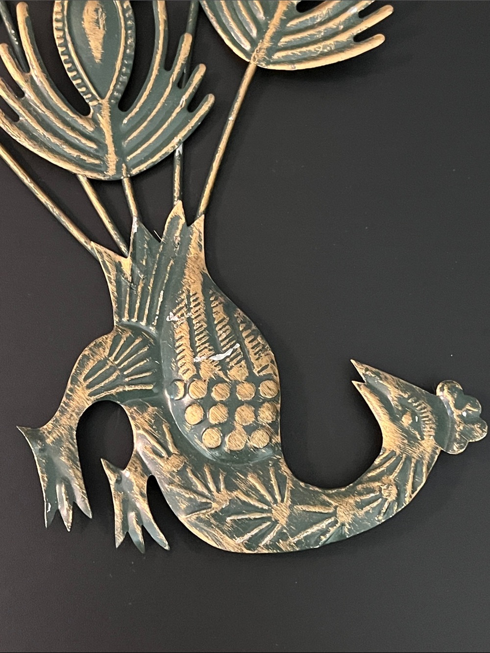 Vintage MCM Metal Peacock Wall Art Decor Set (2) - Made In Hong Kong - Picture 10 of 10